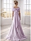 abordables Longueur du plancher-Ligne A Longueur au sol Robe d'invité de mariage Robe de Cérémonie Robe de soirée Robe de Mère de Mariée  Sans manches Épaules Dénudées Élégant Formel Satin avec Noeud(s) Plis