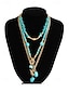 abordables Collier pour femme-Ensemble de colliers bohèmes superposés pour femme, composé d'une chaîne en alliage et d'un pendentif en perles turquoise. Bijoux vintage chics, parfaits pour un look décontracté au quotidien, en vacances, à la plage ou en soirée.