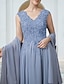 abordables Semi-formel / Cocktail-Robe de mariée invitée A-Line Élégante Robe Mariage Invité Engagement Longueur de Sol Sans Manches Décolleté en V Chiffon avec Applications Châle