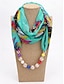 baratos Lenços Femininos-Colar lenço feminino boêmio em chiffon, lenço infinito macio em poliéster com estampa floral e pingente de contas, acessório de moda leve para mulheres, perfeito para uso casual diário, férias e viagens.
