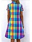 abordables Robe Rayée et Géométrique-Femmes Mini Robe Robe d'été Vacances Occasionnel Boho Quotidien Plage Coupe régulière Fleuri Graphique À pois Manche Courte Revers Bleu Rouge Bleu Roi Marron clair Été Printemps
