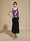 preiswerte Blusenanzüge für Damen-Damen Bluse Elegante Oberteile Abendoberteile Pailletten Feder Elegant Dreiviertelarm Mandarinkragen Normale Oberteile Abendgesellschaft Formelle Kleidung Abendkleidung Aubergine Frühling Herbst