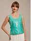 voordelige Blousepakken voor dames-Dames Blouse Geklede topjes Avondtops Pailletten Veer Elegant 3/4 mouw Mandarijn Kraag Normale tops Avond Feest Formele kleding Cocktail kledij Taling Lente Herfst Winter