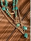 abordables Collier pour femme-Ensemble de colliers bohèmes superposés pour femme, composé d'une chaîne en alliage et d'un pendentif en perles turquoise. Bijoux vintage chics, parfaits pour un look décontracté au quotidien, en vacances, à la plage ou en soirée.