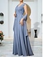 abordables Semi-formel / Cocktail-Robe de mariée invitée A-Line Élégante Robe Mariage Invité Engagement Longueur de Sol Sans Manches Décolleté en V Chiffon avec Applications Châle