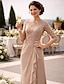 ieftine Lungimea podelei-Rochie pentru invitat la nuntă cu lungimea podelei Rochii formale Rochie de seară Rochie pentru mama miresei Mâneci 3/4 Decolteu rotund Elegant Simplă pentru invitat la nuntă cu dantelă culoare solidă