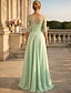 baratos Comprimento do chão-Linha A Longo Vestido de convidada de casamento Vestido formal Vestido de noite Vestido Para Mãe dos Noivos Manga 3/4 Decote V Elegante Convidado do casamento Festa de Casamento Chiffon com Miçangas