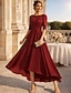 preiswerte Knöchellänge-A-Linie Knöchellänge Partykleid Cocktailkleid Kleid für Hochzeitsgäste Brautmutterkleid Halbarm Rundhalsausschnitt Elegant Hochzeitsgast Hochzeitsfeier Geburtstag Spitze mit Einfarbig
