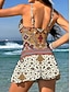 preiswerte Tankinis-Damen Badeanzug Einteiler Rock Bademode Strick Elegant Urlaub Grafik Geometrisch V Ausschnitt Ärmellos Badeanzüge