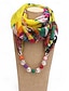 baratos Lenços Femininos-Colar lenço feminino boêmio em chiffon, lenço infinito macio em poliéster com estampa floral e pingente de contas, acessório de moda leve para mulheres, perfeito para uso casual diário, férias e viagens.