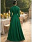 abordables Largo del piso-Corte A Hasta el Suelo Vestido de Camisa Vestido Invitada Boda Vestido formal Vestido de Madrina Manga 3/4 Cuello Camisero Elegante Boda Formal Tafetán Satén elástico con Abertura