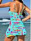 preiswerte Tankinis-Damen Badeanzug Einteiler Rock Bademode Strick Elegant Urlaub Grafik Geometrisch V Ausschnitt Ärmellos Badeanzüge