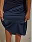 abordables Robe Simple-Femmes Robe maxi Robe fourreau Élégant Couleur Unie Manche Courte Col en V bleu marine
