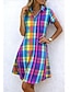 abordables Robe Rayée et Géométrique-Femmes Mini Robe Robe d'été Vacances Occasionnel Boho Quotidien Plage Coupe régulière Fleuri Graphique À pois Manche Courte Revers Bleu Rouge Bleu Roi Marron clair Été Printemps