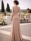 ieftine Lungimea podelei-Rochie pentru invitat la nuntă cu lungimea podelei Rochii formale Rochie de seară Rochie pentru mama miresei Mâneci 3/4 Decolteu rotund Elegant Simplă pentru invitat la nuntă cu dantelă culoare solidă