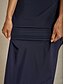 abordables Robe Simple-Femmes Robe maxi Robe fourreau Élégant Couleur Unie Manche Courte Col en V bleu marine