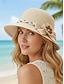 abordables Sombreros de mujer-Sombrero de paja bohemio plegable para mujer: gorra de playa ligera y transpirable de poliéster con lazo floral, varios colores para vacaciones de verano, uso diario informal y viajes.