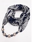 baratos Lenços Femininos-Colar lenço feminino boêmio em chiffon, lenço infinito macio em poliéster com estampa floral e pingente de contas, acessório de moda leve para mulheres, perfeito para uso casual diário, férias e viagens.