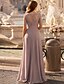 preiswerte Bodenlänge-A-Linie Asymmetrisch Kleid für Hochzeitsgäste Abendkleid Brautmutterkleid Kurzarm V Ausschnitt Elegant Einfach Formell Hochzeitsgast Formeller Abend Chiffon mit Falten