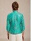 voordelige Blousepakken voor dames-Dames Blouse Geklede topjes Avondtops Pailletten Veer Elegant 3/4 mouw Mandarijn Kraag Normale tops Avond Feest Formele kleding Cocktail kledij Taling Lente Herfst Winter