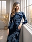 economico Lunghezza alla caviglia-Abito in velluto fino alla caviglia in stile Sheath Column Abito da ballo Abito da festa Abito per la madre della sposa maniche lunghe scollo rotondo elegante vintage festa con ricami