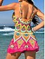 preiswerte Tankinis-Damen Badeanzug Einteiler Rock Bademode Elegant Urlaub Grafik Geometrisch V Ausschnitt Ärmellos Badeanzüge