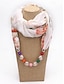 baratos Lenços Femininos-Colar lenço feminino boêmio em chiffon, lenço infinito macio em poliéster com estampa floral e pingente de contas, acessório de moda leve para mulheres, perfeito para uso casual diário, férias e viagens.