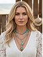 abordables Collier pour femme-Ensemble de colliers bohèmes superposés pour femme, composé d'une chaîne en alliage et d'un pendentif en perles turquoise. Bijoux vintage chics, parfaits pour un look décontracté au quotidien, en vacances, à la plage ou en soirée.