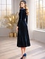 economico Lunghezza alla caviglia-Abito in velluto fino alla caviglia in stile Sheath Column Abito da ballo Abito da festa Abito per la madre della sposa maniche lunghe scollo rotondo elegante vintage festa con ricami