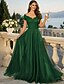 baratos Comprimento do chão-Vestido de convidada de casamento longo até o chão em forma de A vestidos formais vestido de gala vestido para mãe da noiva vestido com mangas curtas decote coração elegante formal convidada de