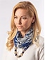 baratos Lenços Femininos-Colar lenço feminino boêmio em chiffon, lenço infinito macio em poliéster com estampa floral e pingente de contas, acessório de moda leve para mulheres, perfeito para uso casual diário, férias e viagens.