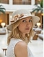 abordables Sombreros de mujer-Sombrero de paja bohemio plegable para mujer: gorra de playa ligera y transpirable de poliéster con lazo floral, varios colores para vacaciones de verano, uso diario informal y viajes.