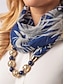 baratos Lenços Femininos-Colar lenço feminino boêmio em chiffon, lenço infinito macio em poliéster com estampa floral e pingente de contas, acessório de moda leve para mulheres, perfeito para uso casual diário, férias e viagens.