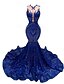 abordables Robes de Soirée Sirène-Sirène Trompette Traîne Courte Robes de Bal Robe de Soirée Tenue de soirée Élégant Sans manches Col Illusion Carnaval Formel Afro-américain Pailleté avec Paillettes