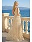 preiswerte Semi-formal / Cocktail-A-Linien Quinceanera Kleider Elegantes Kleid Hochzeit Hochzeitsgast Bodenlang Ärmellos V-Ausschnitt Tüll Rückenlos mit Falten