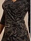 cheap Cocktail Dress-Women's Midi Dress Wrap Dress A Line Dress Elegant Daily Wedding Guest Glitter Jacquard Twisted Knot Regular Fit Paisley 3/4 Length Sleeve V Neck Black Summer Spring Fall