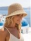 abordables Sombreros de mujer-Sombrero tipo cubo bohemio de poliéster tejido a crochet para mujer, reversible, plegable y fácil de guardar, disponible en varios colores para uso diario informal, vacaciones en la playa y viajes.