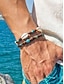 billige Mænds smykker-Herre boheme armbåndssæt med 2 dele, træperler, turkis og muslingeskal, strandferie og hverdags afslappet stil