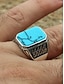 tanie Biżuteria męska-Męski pierścionek vintage boho ze stopu turkusu, w wielu rozmiarach, wyrazista biżuteria na wakacje na plaży, podróże i codzienny ubiór