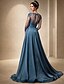 abordables Largo del piso-Corte Trompeta Sirena Cola de Corte Vestido Invitada Boda Vestido formal Vestido de noche Vestido de Madrina Manga Larga Joya Elegante Invitado a la boda Noche formal Satén elástico con Encaje