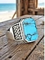 tanie Biżuteria męska-Męski pierścionek vintage boho ze stopu turkusu, w wielu rozmiarach, wyrazista biżuteria na wakacje na plaży, podróże i codzienny ubiór