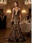 abordables Robes de Soirée Sirène-Sirène Trompette Traîne Courte Robes de Bal Robe de Soirée Tenue de soirée Élégant Sans manches Col Illusion Carnaval Formel Afro-américain Pailleté avec Paillettes