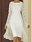 preiswerte Mamas Kleidersets-Zweiteilig Schlauchkleid Tee-Länge Kleid für Hochzeitsgäste Brautmutterkleid Ärmellos Quadrathals Elegant Hochzeitsgast Hochzeitsfeier Kirche Chiffon Spitze Jackenkleider mit Spitze Einfarbig