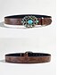 お買い得  レディースベルト-レディース ボヘミアン フェイクレザー ターコイズベルト、ブラック＆ブラウンのウエスタン ヴィンテージ ウエストベルト、刻印入りストラップと装飾的なバックル付き、カジュアルウェア、旅行、休暇、リゾートスタイルに最適