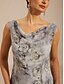 abordables Robe Fleurie-Femmes Robe maxi Robe en Chiffon Robe d'Été Robe trapèze Élégant Vacances Quotidien Vacances robe demoiselle d honneur Fleuri Sans manches Col Bénitier Gris Claire