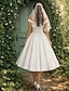 cheap Little White Dresses-A-Line Tea Length Little White Dress Cocktail Dresses Wedding Dresses Bridal Shower Dresses 1950s Minimalist Little White Dresses Sleeveless Off Shoulder Wedding Guest Graduation Fall Wedding