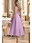 preiswerte Cocktailkleider-A-Linie Knöchellänge Cocktailkleider Partykleider Elegant High-Low Ärmellos U-Boot-Ausschnitt Formell Hochzeitsgast Tasche Satin mit Blumenmuster Tasche