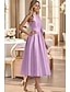 preiswerte Cocktailkleider-A-Linie Knöchellänge Cocktailkleider Partykleider Elegant High-Low Ärmellos U-Boot-Ausschnitt Formell Hochzeitsgast Tasche Satin mit Blumenmuster Tasche
