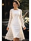 preiswerte Mamas Kleidersets-Zweiteilig Schlauchkleid Tee-Länge Kleid für Hochzeitsgäste Brautmutterkleid Ärmellos Quadrathals Elegant Hochzeitsgast Hochzeitsfeier Kirche Chiffon Spitze Jackenkleider mit Spitze Einfarbig