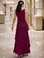 economico Set di abiti per la mamma-Due Pezzi Linea ad A Lunghezza al pavimento Abito da invitata a nozze Abito da cerimonia per signora Senza Maniche Collo gioiello Elegante Ospite di nozze Ricevimento di matrimonio Chiffon Con Stola